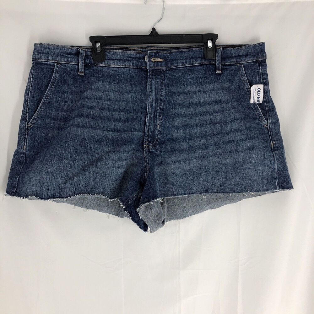 Old Navy Women's Higher High Rise Sky-Hi Cut-Off Jean Shorts Size 22 A-line Blue